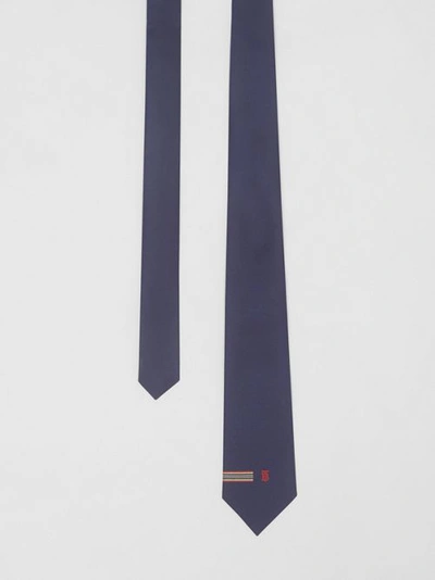 Burberry Classic Cut Icon Stripe And Monogram Motif Silk Tie In Navy