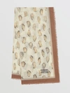 BURBERRY Oyster Print Lightweight Cashmere Scarf