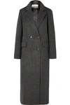 GANNI DOUBLE-BREASTED CHECKED WOOL-BLEND COAT