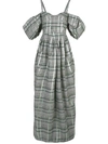 ROSIE ASSOULIN OFF-SHOULDER CHECK GOWN,194D32