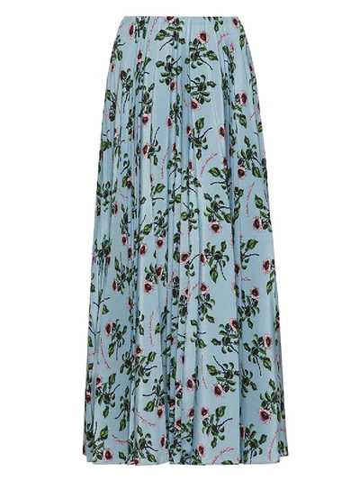 Valentino Floral Print Mid-length Skirt In Blue