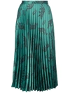 HVN Tracy pleated skirt green