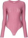 CASASOLA pink ribbed bodysuit,BDY11S32