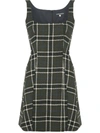 ALEXA CHUNG GREEN CHECK PRINT MINI DRESS,DR14-CO281