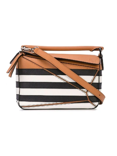 Loewe Puzzle Black And White Striped Bag