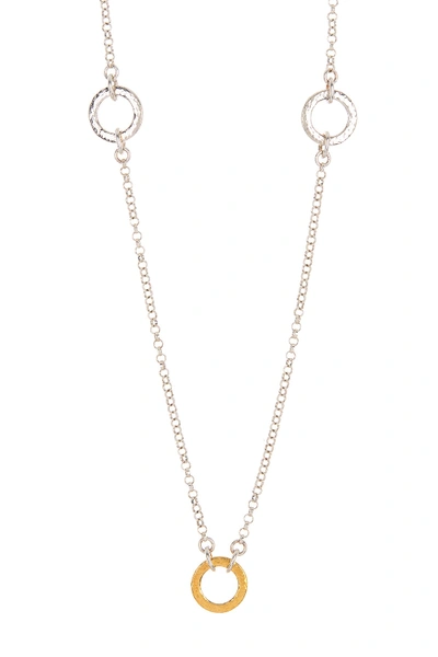 Gurhan 24k Gold Plated Sterling Silver Long Loop Station Necklace In Silver Gold