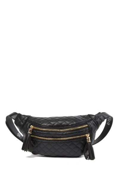 Linea Pelle Double Zip Quilted Belt Bag In Black