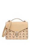 Mcm Spot Park Avenue Medium Shoulder Bag In Latte Beige