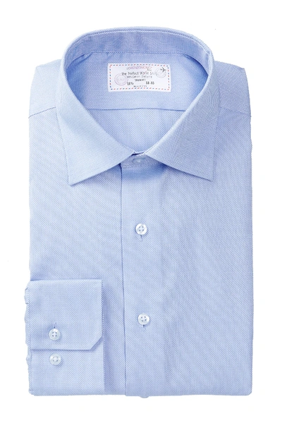 Lorenzo Uomo Royal Oxford Trim Fit Dress Shirt In Blue