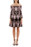 ALEXANDER MCQUEEN ALEXANDER MCQUEEN OFF THE SHOULDER PRINTED MINI DRESS