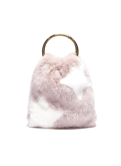 Simonetta Ravizza 'furrsac' Ring Handle Star Print Mink Fur Bag In Pink