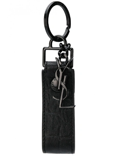 Saint Laurent Black Leather Keychain