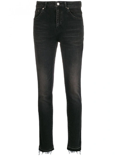 Saint Laurent Cropped Cotton Jeans In Black