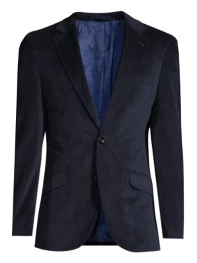 Robert Graham Classic-fit Wilkes Illusion Houndstooth Single-breasted Jacket In Navy