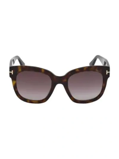 Tom Ford Beatrix 52mm Polarized Lens Oversize Square Sunglasses In Havana