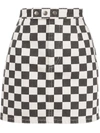 SAINT LAURENT Checkerboard Mini Skirt,573291 Y888C