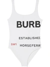 BURBERRY HORSEFERRY PRINT SWIMSUIT WHITE,8015450