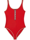 BURBERRY LOGO DETAIL ZIP-FRONT SWIMSUIT,8018925