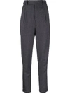 SAINT LAURENT GREY HIGH-WAISTED TAPERED TROUSERS,576644 Y135V