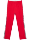 BURBERRY STRIPE DETAIL DOUBLE-WAIST TRACKPANTS RED,4562567