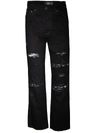 AMIRI Cropped Straight Music Note Patch Jeans,W9W01187SD