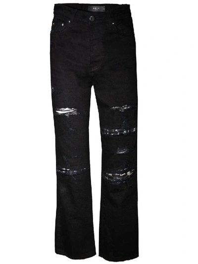 Amiri Cropped Straight Music Note Patch Jeans In Black