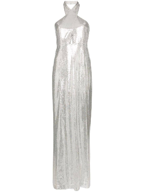sequin halter maxi dress