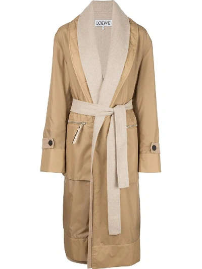 Loewe Layered Single-breasted Nylon And Wool Coat In Camel