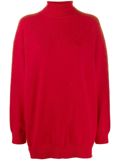 Balenciaga Oversized Ribbed-knit Turtleneck Sweater In Red