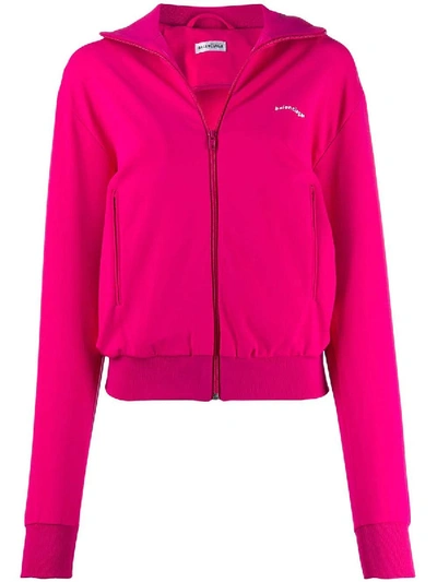 Balenciaga Fuchsia Zip-up Cropped Jacket In Pink