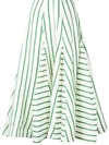 ROSIE ASSOULIN Green And White Flouncy Skirt,193S08