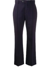 CHLOÉ NAVY CROPPED TAILORED TROUSERS,C19APA650624B0 SOR
