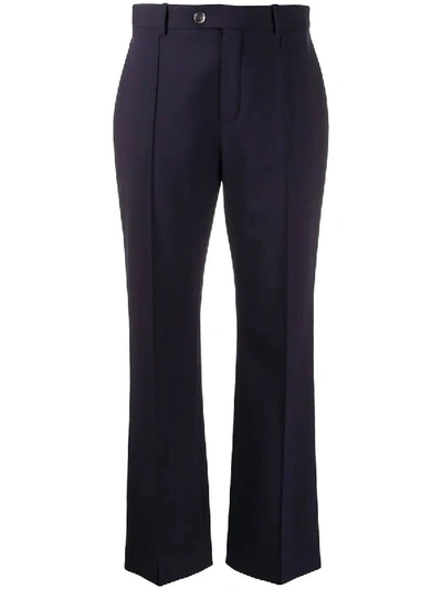 Chloé Navy Cropped Tailored Trousers In Black