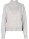 ALEXANDRA GOLOVANOFF KNITTED TURTLE NECK SWEATER GREY,BER CON