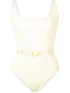 OFF-WHITE Belted scoop back swimsuit YELLOW,OWFA022E19E69077