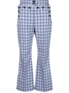 MARNI CHECKED HIGH-WAIST FLARED TROUSERS,PAMA0108U0 TW865