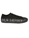 Burberry Larkhall M - Cotton Gabardine Trainer With Logo And Vintage Check Pattern In Black