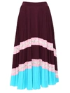 VALENTINO STRIPED TIERED PLEATED SKIRT,5ABFA449-7ACE-08DF-1C92-969683D93221