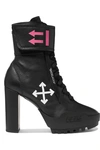 OFF-WHITE LOGO-PRINT LEATHER ANKLE BOOTS