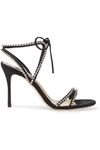 SERGIO ROSSI CRYSTAL-EMBELLISHED FAILLE SANDALS