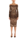 DOLCE & GABBANA DOLCE & GABBANA OFF THE SHOULDER ANIMALIER PRINTED DRESS