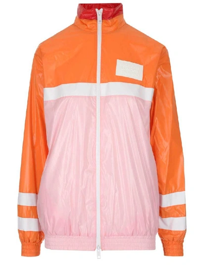 Burberry Colour Block High-shine Jacket In Orange