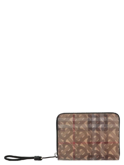 Burberry Check Tb Hologram Tech Zip Around Wallet In Multicolor