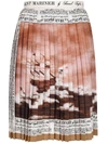 BURBERRY BURBERRY GRAPHIC PRINT PLEATED CADY SKIRT