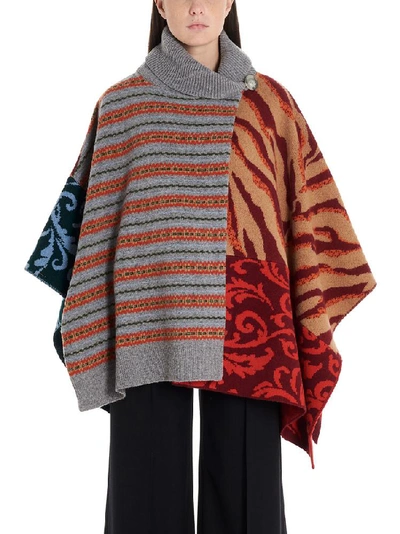 Stella Mccartney Contrasting Patchwork Poncho In Multi