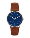 SKAGEN SKAGEN SIGNATUR MAN WRIST WATCH BROWN SIZE - STAINLESS STEEL, SOFT LEATHER