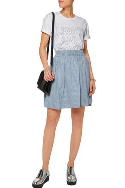 Marc By Marc Jacobs Woman Pinstriped Cotton And Linen-blend Mini Skirt Light Blue