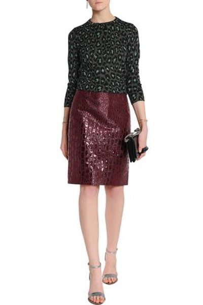 Marc By Marc Jacobs Woman Cropped Metallic Wool-blend Jacquard Sweater Charcoal