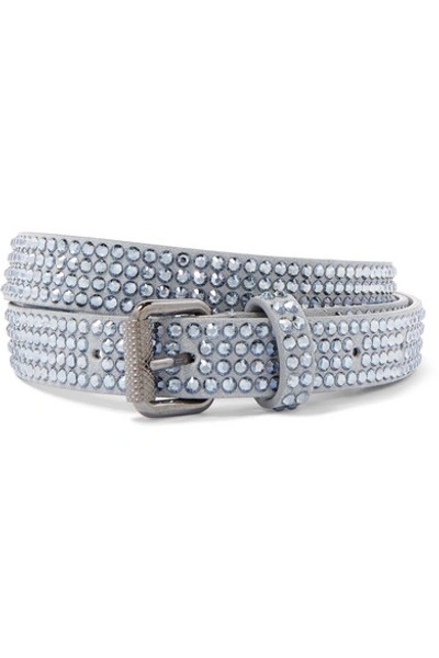 Off-white Crystal-embellished Leather Belt In Silver