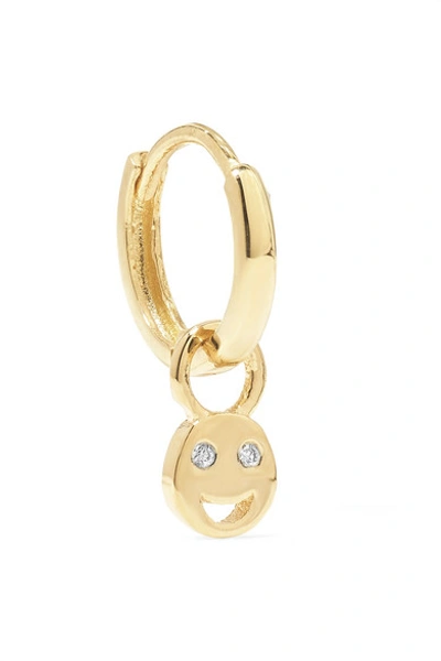 Alison Lou Tiny Smile Huggy 14-karat Gold Diamond Earring